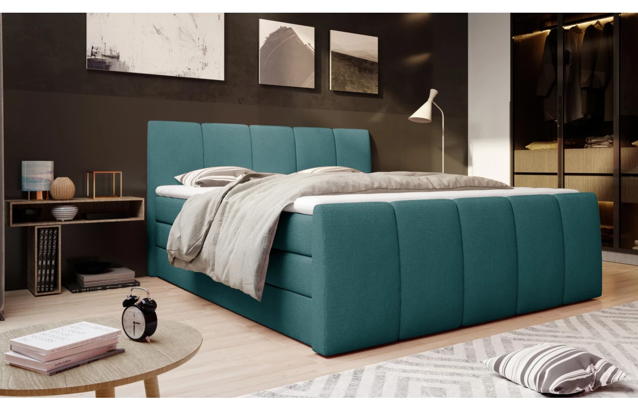 Posteľ boxspring Fresco 180x200 cm, modrá látka 15
