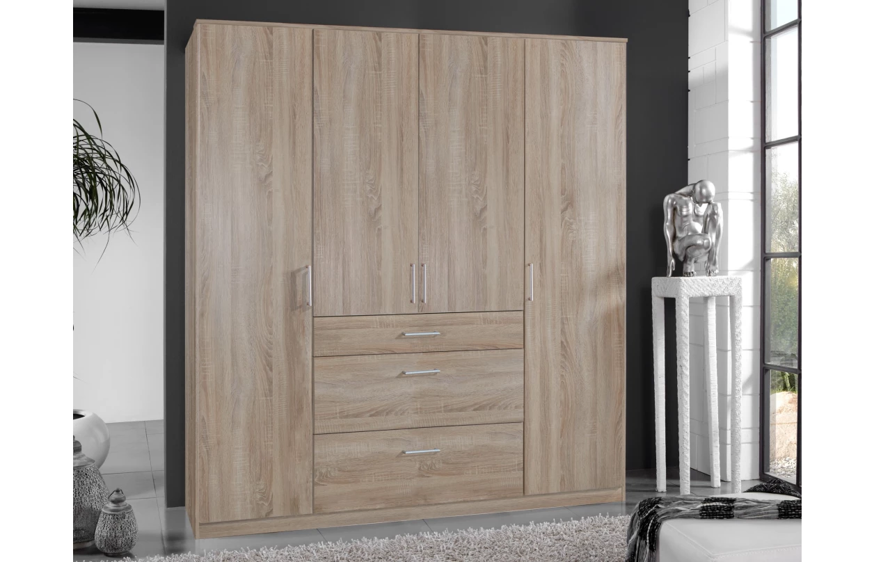 Šatníková skriňa bez zrkadla Click, 91 cm, biela/dub sonoma 12