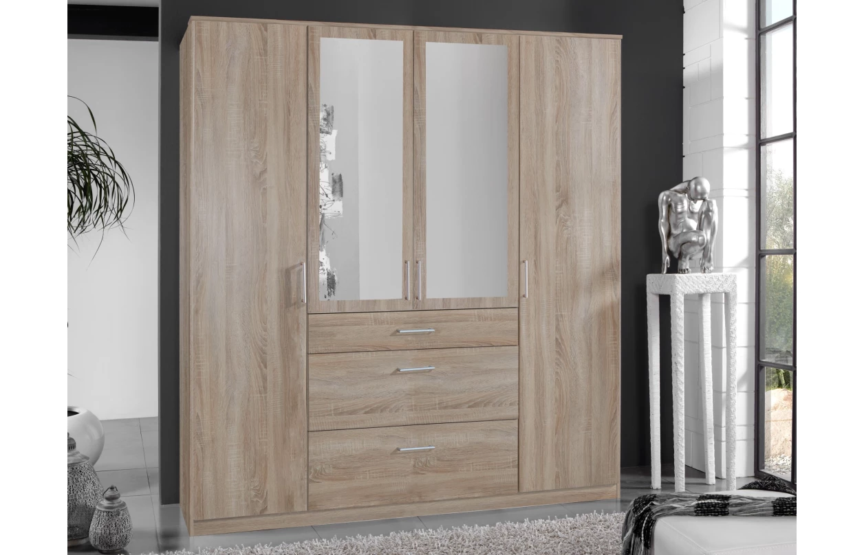 Šatníková skriňa bez zrkadla Click, 91 cm, biela/dub sonoma 14