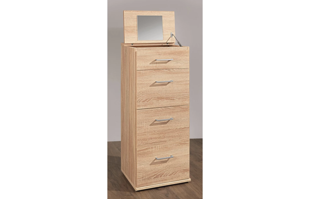 Šatníková skriňa so zrkadlom Click, 91 cm, biela/doskový dub 6