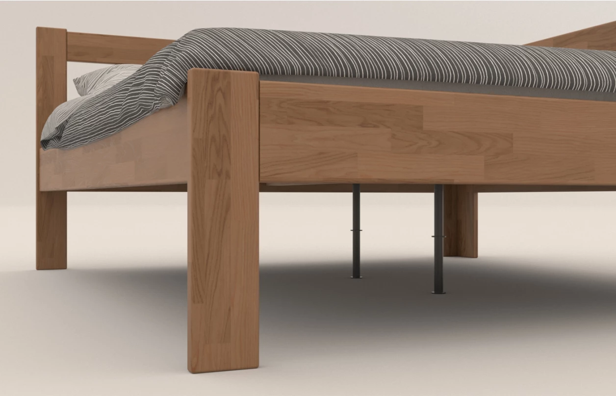 Rohová posteľ so zástenou vpravo Tema P 180x200 cm, bielený buk 2