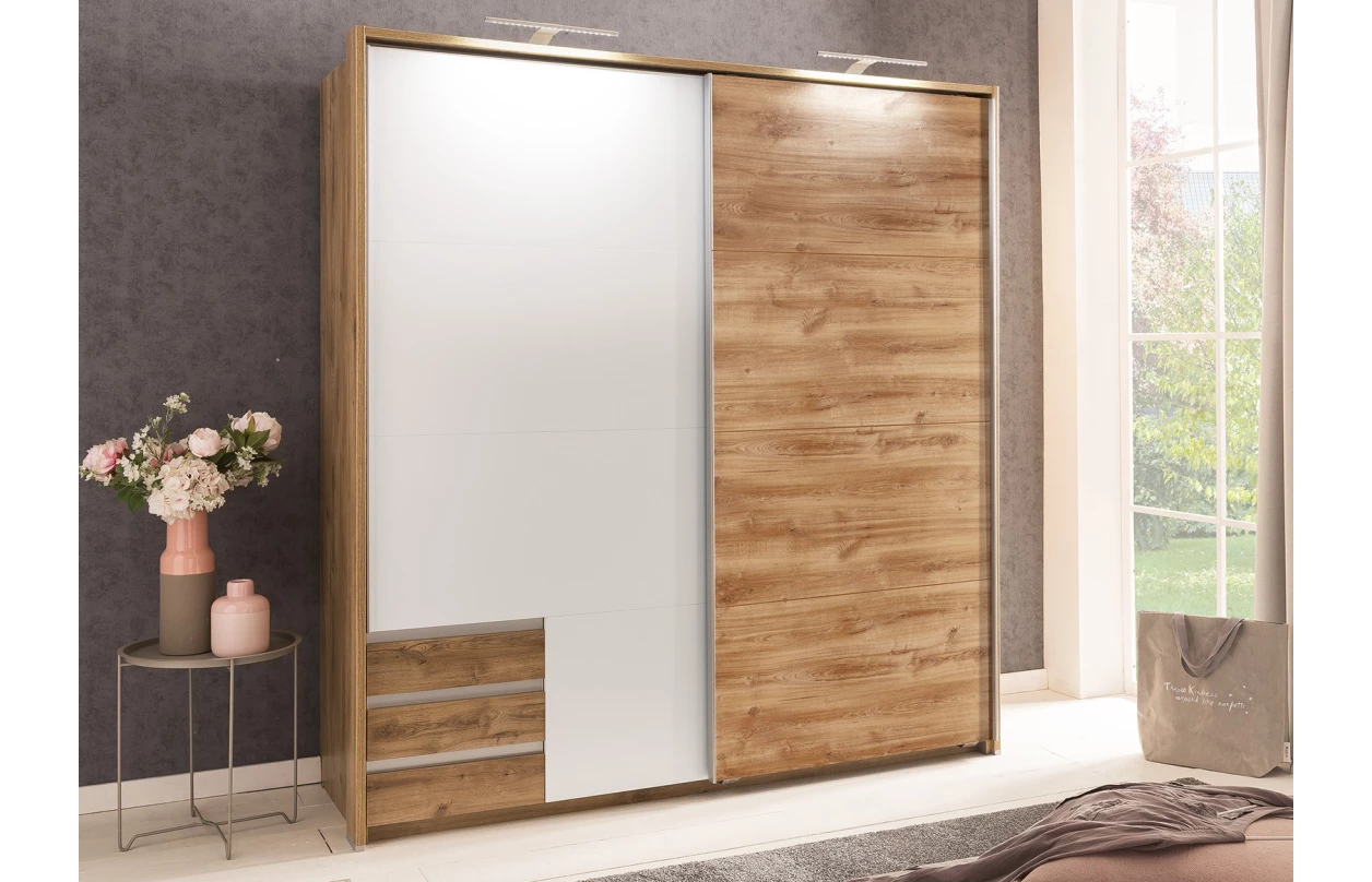 Paspartový rám k šatníkovej skrini Emden, 138 cm, biely 4