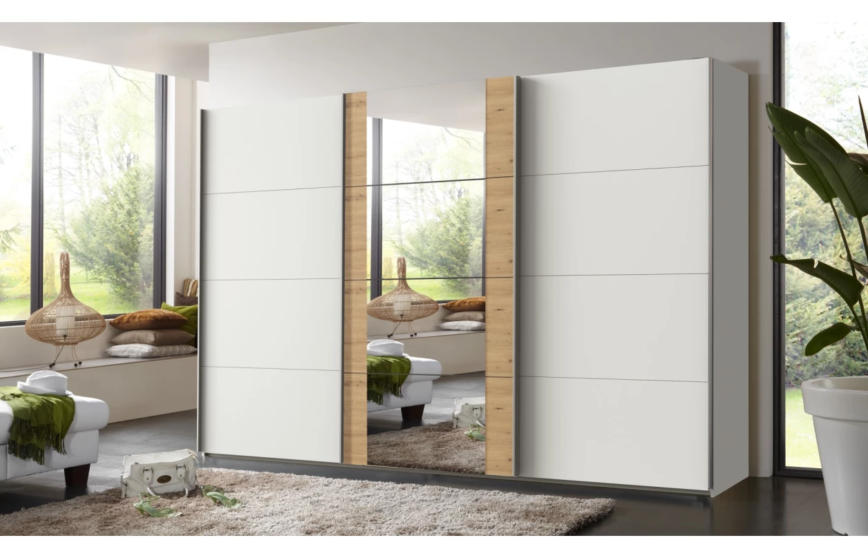Šatníková skriňa Bern, šírka 270 cm/výška 208 cm, biela 6