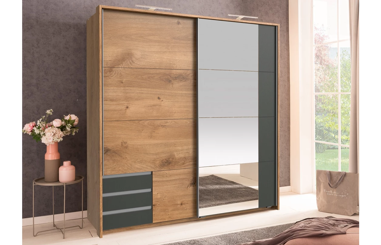 Paspartový rám k šatníkovej skrini Emden, 228 cm, biely 3