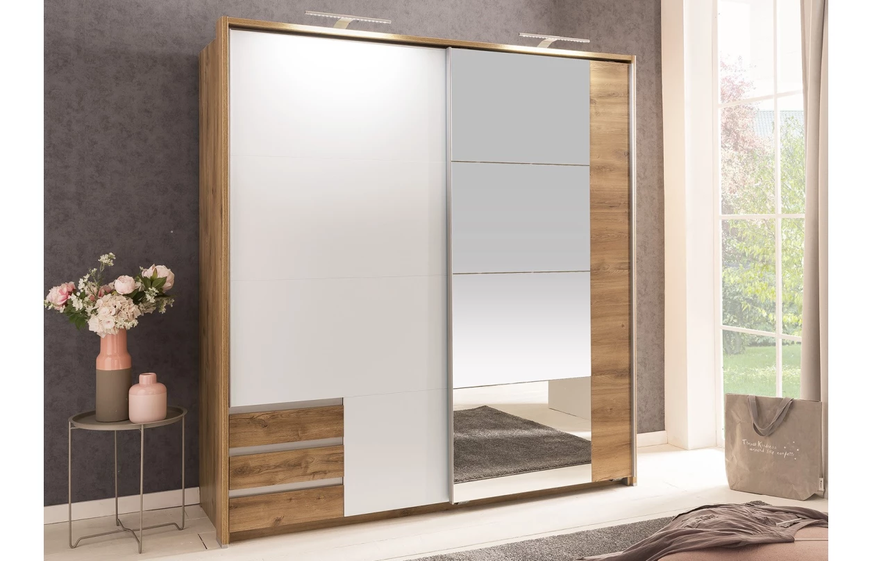Paspartový rám k šatníkovej skrini Emden, 228 cm, biely 5