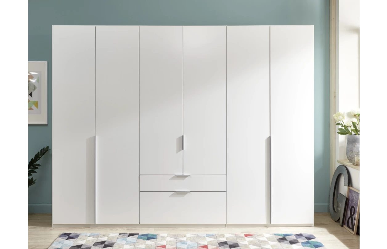 Šatníková skriňa New York D, 225 cm, biela/biely lesk 4