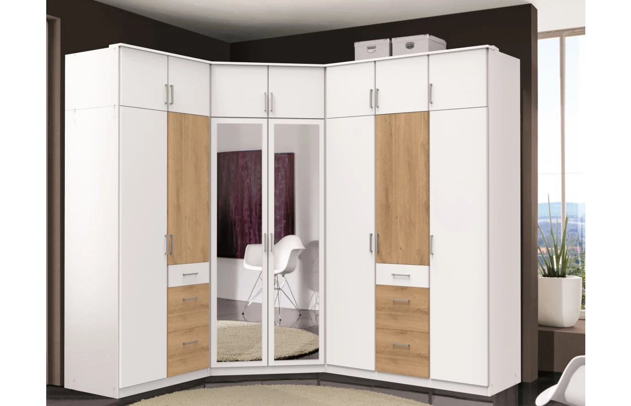 Šatníková skriňa so zrkadlom Click, 135 cm, dub sonoma/biela 8