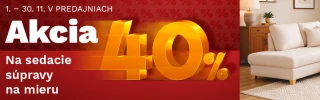 40 % NA SEDACIE SÚPRAVY NA MIERU