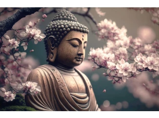 Obraz na plátne Budha pod sakurou, 116x76 cm