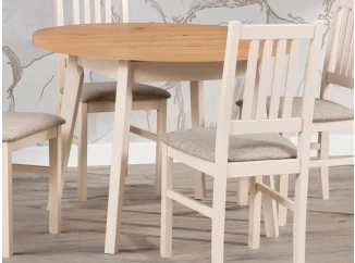 Okrúhly jedálenský stôl Norveg 100 cm, dub artisan/béžový kašmír