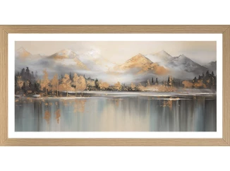 Rámovaný obraz Horská krajina 49x23 cm, ručne maľovaný efekt