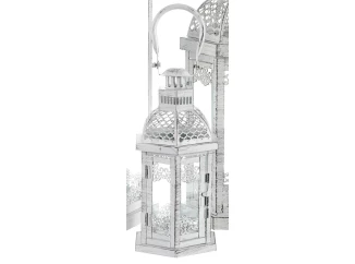 Kovový lampáš Aloha 28 cm, biela antik