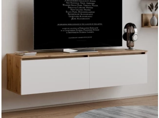 Závesná TV skrinka Asko Living, 135 cm, dub artisan/biela