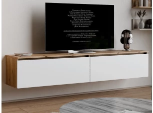 Závesná TV skrinka Asko Living, 180 cm, dub artisan/biela