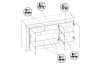 Komoda s prosklením Lyon, biela lesk, s osvetlením