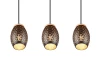 Závesné stropné osvetlenie Bidar 71 cm, černý kov/dřevo, 3 svítidla