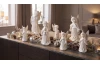 Dekoračná soška (mix) Anjel s hudobným nástrojom, biely porcelán