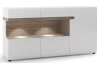 Široká komoda s presklením Linate, biely lesk/dub