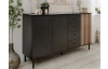 Široká komoda Monea 160 cm, čierna/dub artisan